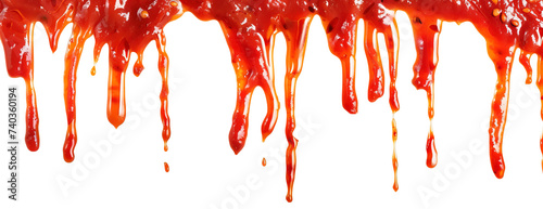 Sweet chili sauce dripping over white transparent background