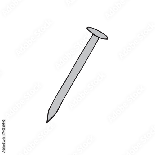 Vector hand drawn doodle sketch colored nail pin isolated on white background