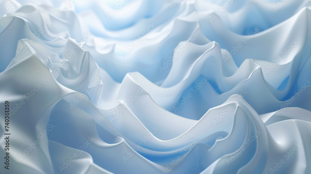Obraz premium Soothing shades of white and blue overlapping and blending in a tranquil display evoking the peaceful stillness of glacial drift suspended in time.