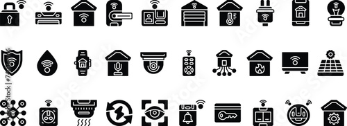 Smarthome Icon Set With Solid Style, Catergory : Smarthome, Internet, Technology, Wifi photo
