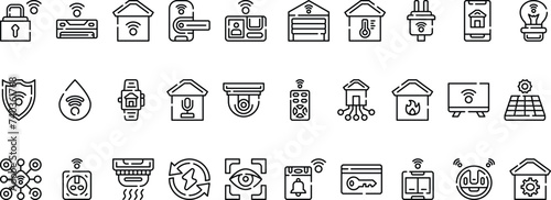 Smarthome Icon Set With Outline Style, Catergory : Smarthome, Internet, Technology, Wifi