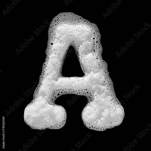 Elegant Soap Alphabet with Bubbly Textures: Enhance Your Design Projects with Clean, Hygienic Typography. Generated AI
