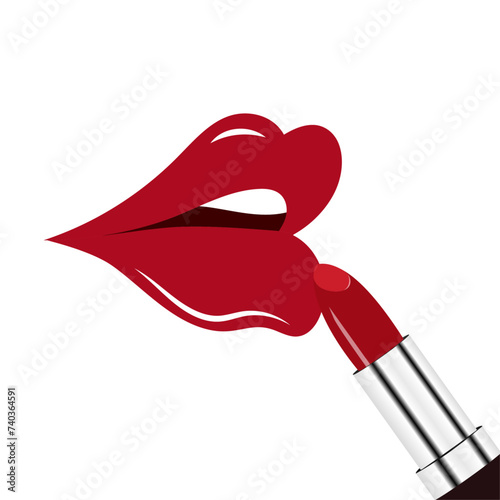 Opening hot lips with lipstick 