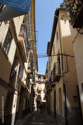 Streets of Spanish cities. the sky through Spanish buildings. Alleyways in Spain
