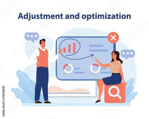 Strategic Adjustment and Optimization. A vivid vector illustration displaying.