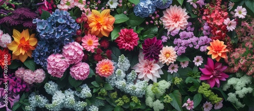 Beautiful assortment of colorful flowers blooming in a vibrant garden