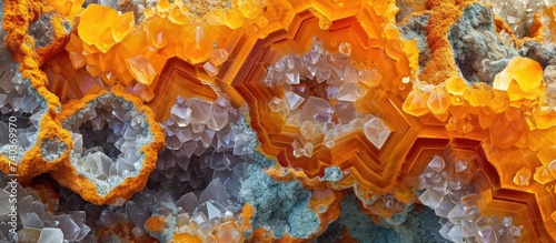 This photo captures a mesmerizing conglomerate of orange and grey rocks, showcasing captivating rock formations.