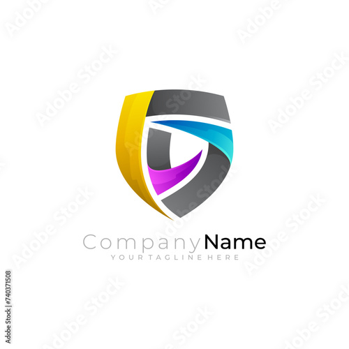 Simple shield logo with 3d colorful design, security and kay logos Free Download Simple shield logo with 3d colorful design, security and kay logos - GFXLoad