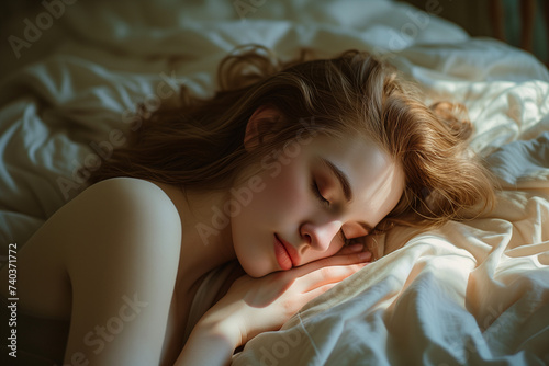 Beautiful young woman sleeping peacefully 