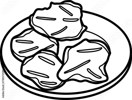Pakora Outline Vector Illustration
