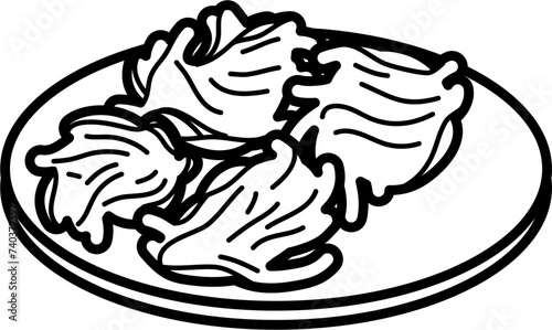 Bhaji Outline Vector Illustration