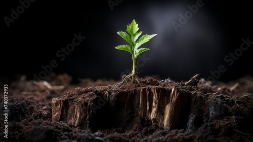 Emerging Life: Young Tree Sprouting from Weathered Stump, Stem Cell Evolution | Canon RF 50mm f/1.2L USM