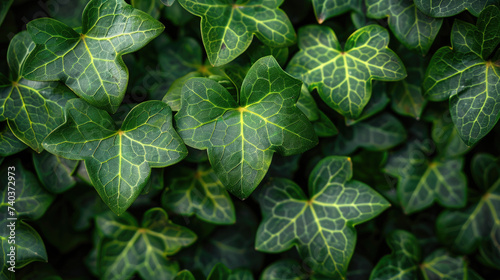 A close up of common green ivy texture 