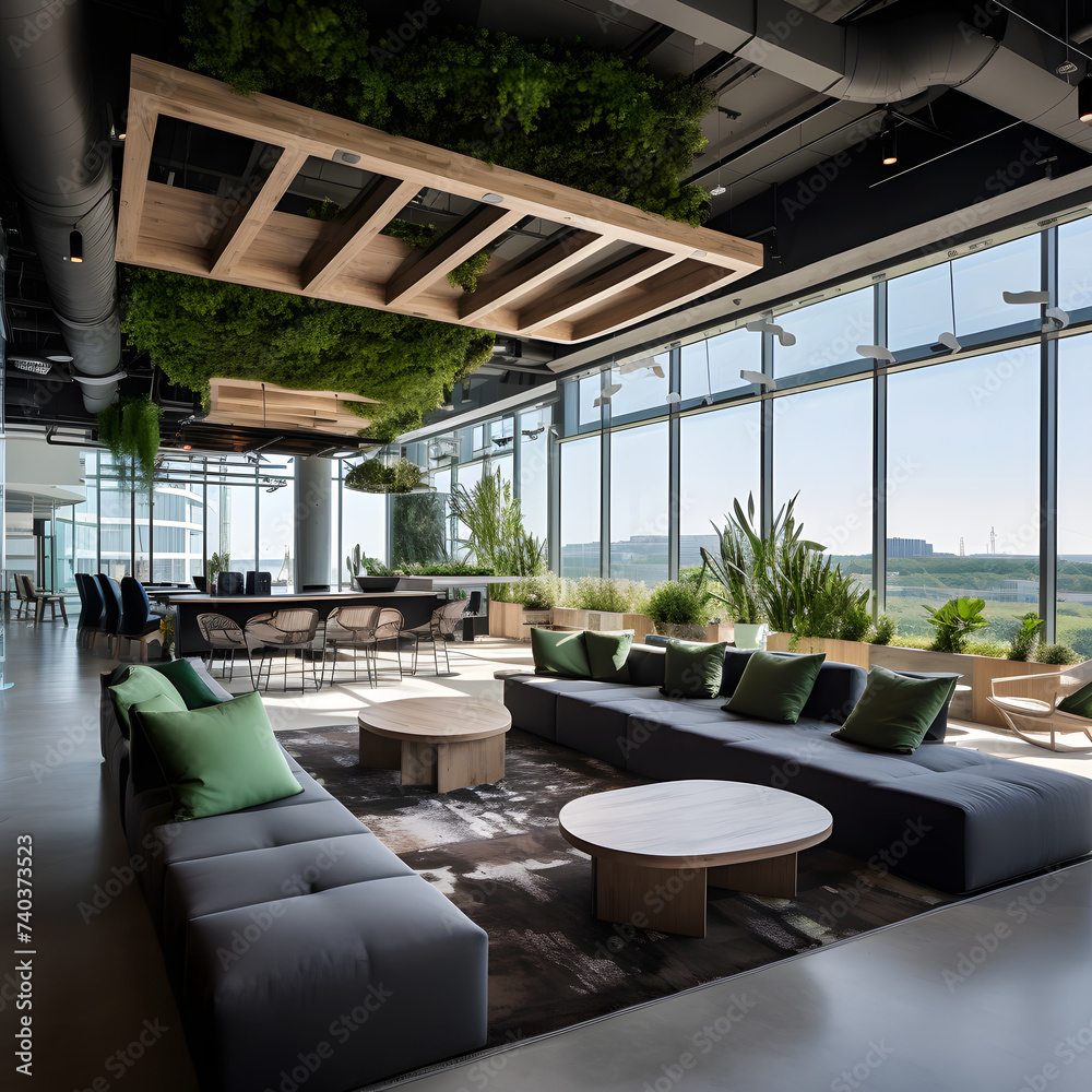 Modern and Lively Indoor Space with Open Window and Comfortable Furniture Modern and Lively Indoor Space with Open Window and Comfortable Furniture