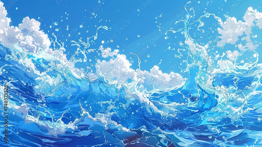Obraz premium Dynamic Ocean Waves Digital Illustration