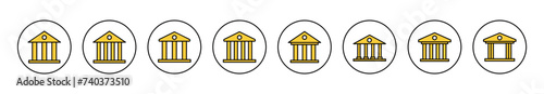 Bank icon set vector. Bank sign and symbol, museum, university