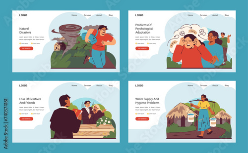 Life's adversities set. Flat vector illustration.