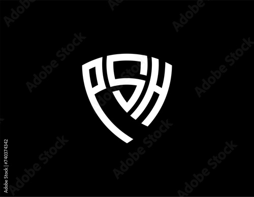 PSH creative letter shield logo design vector icon illustration