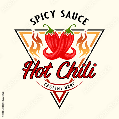 hot chili vector logo. red chili design, for spicy food product labels
