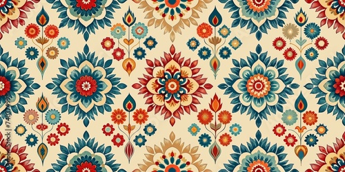 Floral seamless background geometric ethnic orient carpet-like illustration