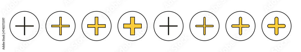 Obraz premium Plus Icon set vector. Add plus sign and symbol