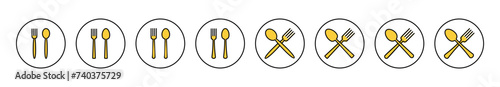 spoon and fork icon set vector. spoon  fork and knife icon vector. restaurant sign and symbol