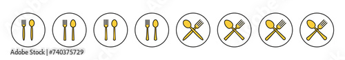 spoon and fork icon set vector. spoon, fork and knife icon vector. restaurant sign and symbol