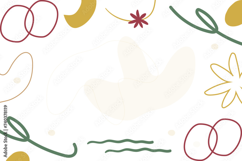 Naklejka premium Vector flat abstract bohemian doodle background template