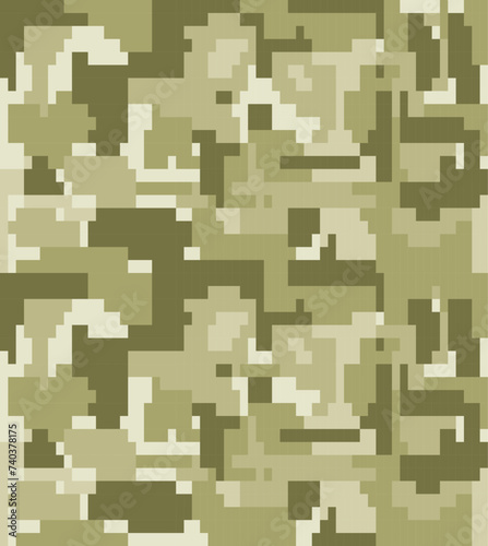 Light green color pixel camouflage seamless pattern. Vector Camouflage Background.