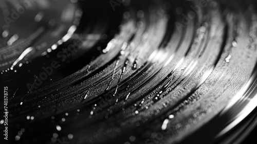Close Up of a Black and White Vinyl Record. Generative AI photo