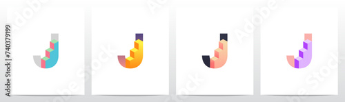 Bar Chart Graph Inside Initial Letter Logo Design J