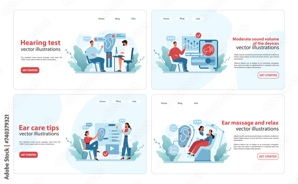 Hearing Care Digital Suite. A collection of vector illustrations ideal for web use.