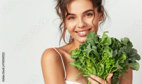 A healthy woman with a smil...