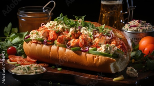 Delicious lobster rolls full of lobster meat, vegetables and melted mayonnaise