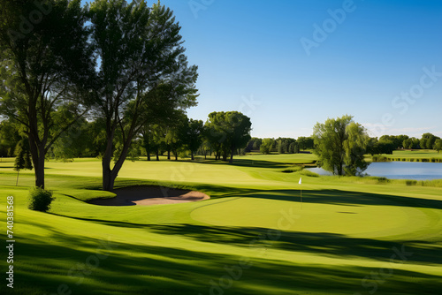 Tranquil Panorama of Sprawling Greens: A Golf Course Captured in Profound Beauty and Majesty