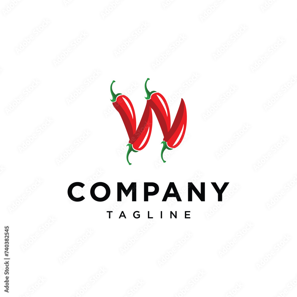 Fototapeta premium Letter W Chilli Spicy logo icon vector template.eps 