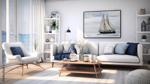 Modern luxurious living room interior design with elegant palette 