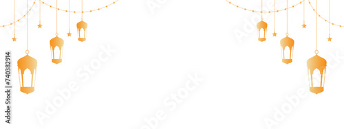 Hanging gold lantern ornament for Ramadan. Ramadan Lantern Ornaments PNG.