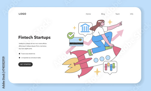 Fintech Startups concept. Flat vector illustration