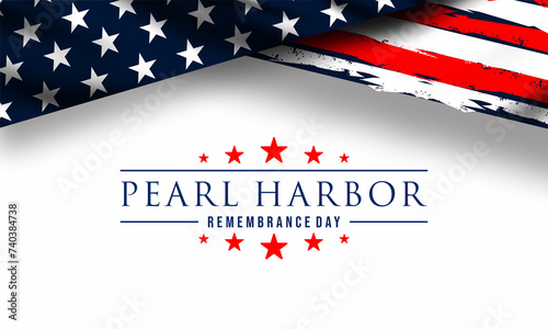 Pearl Harbor Remembrance Day. December 7. Holiday concept. Template for background, banner, card, poster. Vector Illustration. 