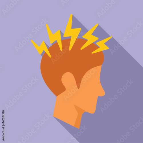 Brain storm ill icon flat vector. Dizziness problem. Human health sick