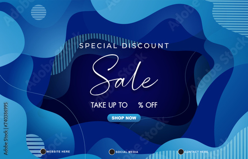 special discount sale discount template banner with copy space for product sale with abstract gradient blue background design
