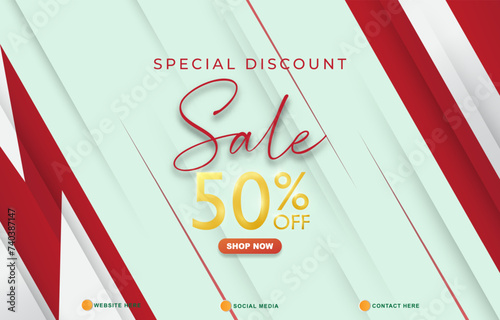 special discount sale template banner with copy space for product sale with abstract gradient red and white background design