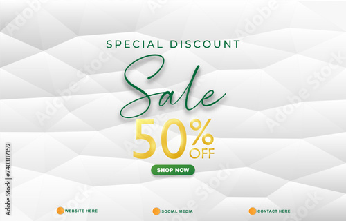 special discount sale template banner with copy space for product sale with abstract gradient white background design