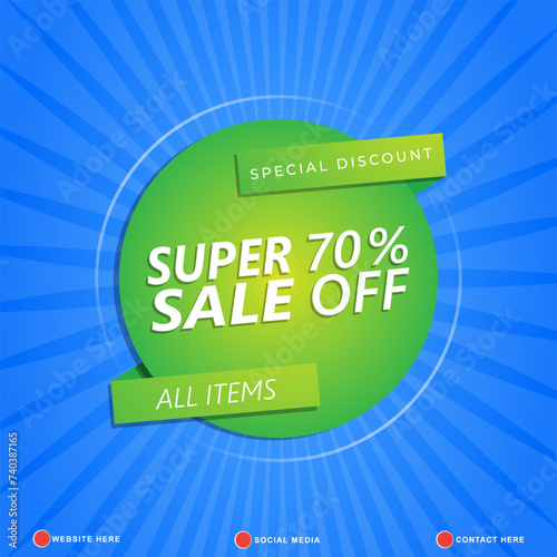 special discount super sale template banner with copy space for product sale with abstract gradient blue and green background design