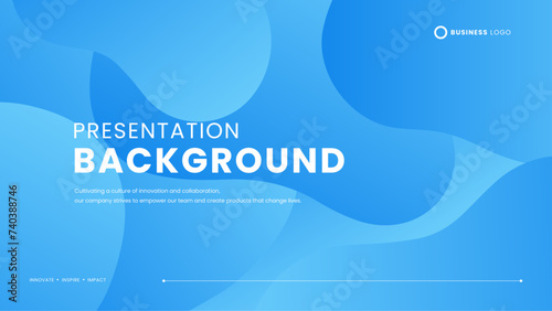 Blue vector modern abstract simple background with wave and liquid elements vector illustration. Presentation background template