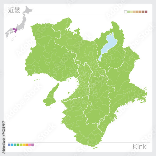 近畿の地図・Kinki（グリーン）