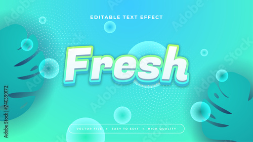 Green white and blue fresh 3d editable text effect - font style