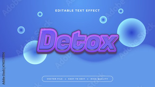 Blue purple violet and white detox 3d editable text effect - font style