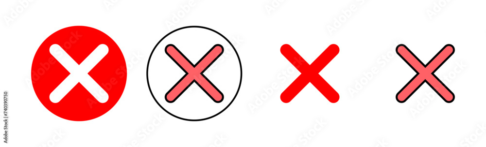 Close icon set illustration. Delete sign and symbol. cross sign Close icon set illustration. Delete sign and symbol. cross sign